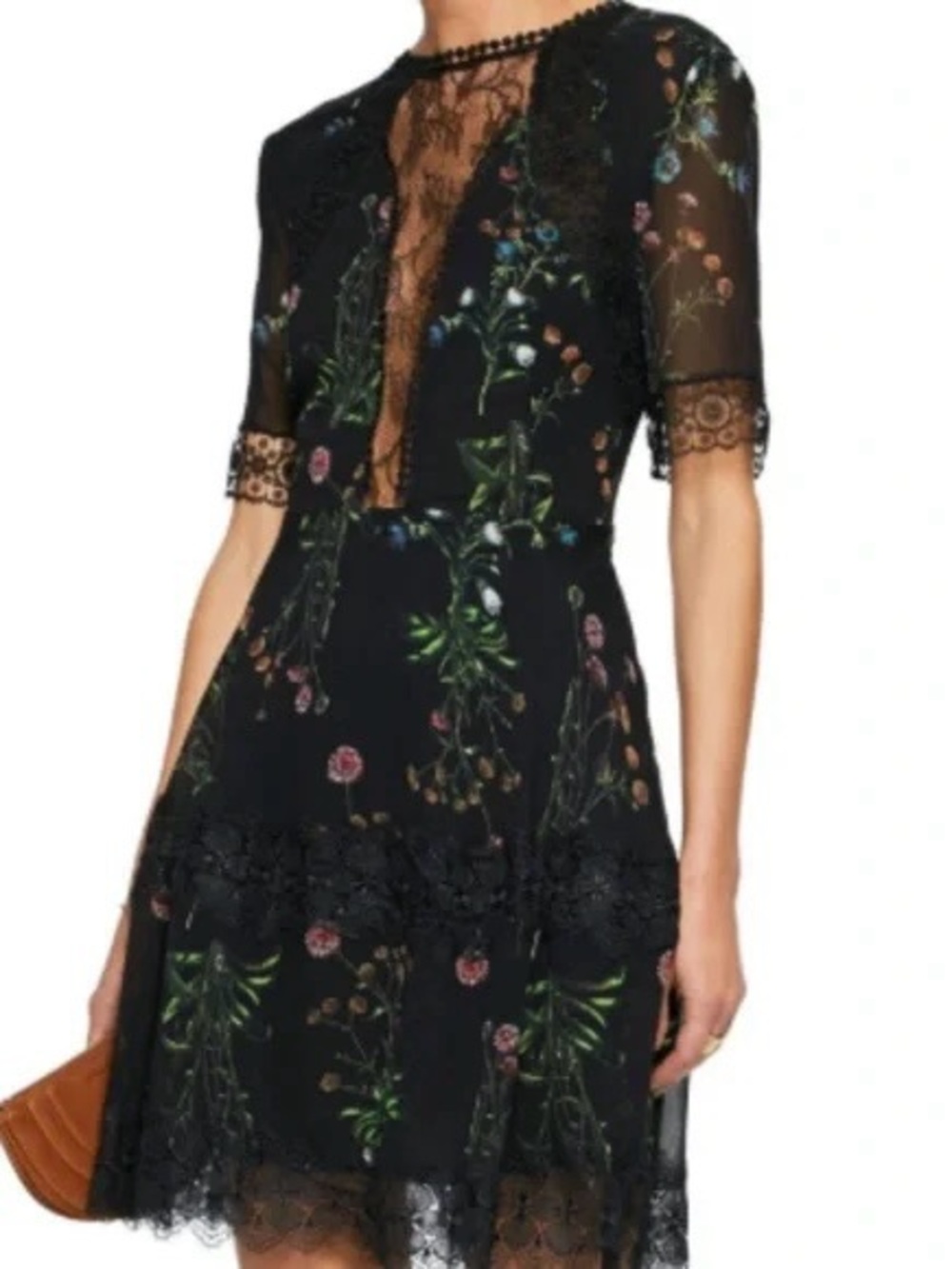 Nicholas Women's Wildflower Lace Mini Dress Black Sz US 4
